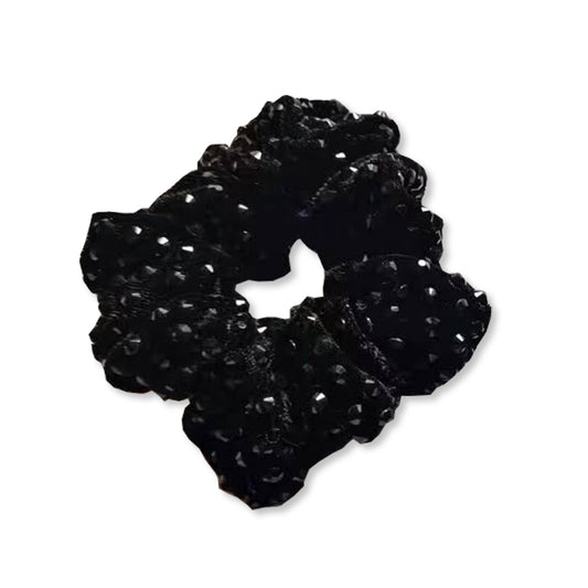 Black Velvet Rhinestone Scrunchie